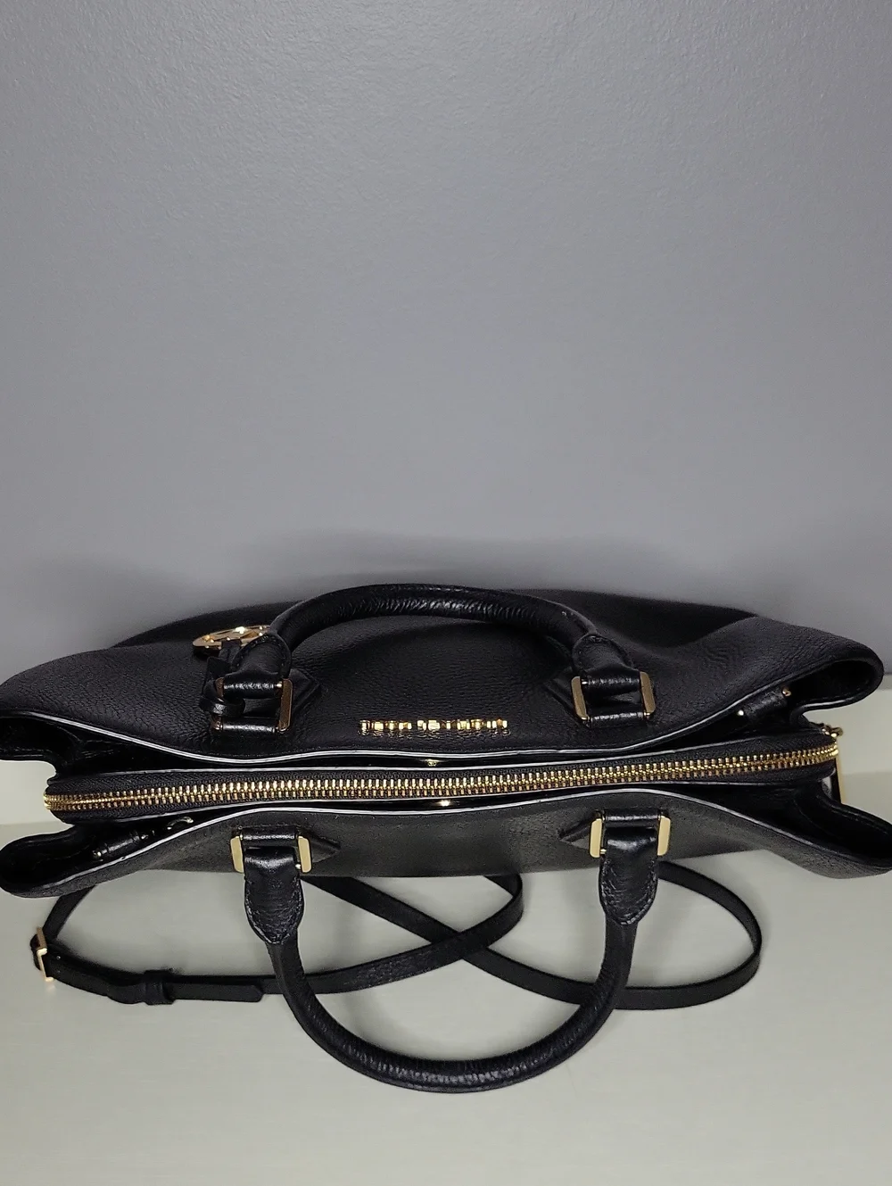 Michael Kors Black Camille Pebbled  Leather Satchel